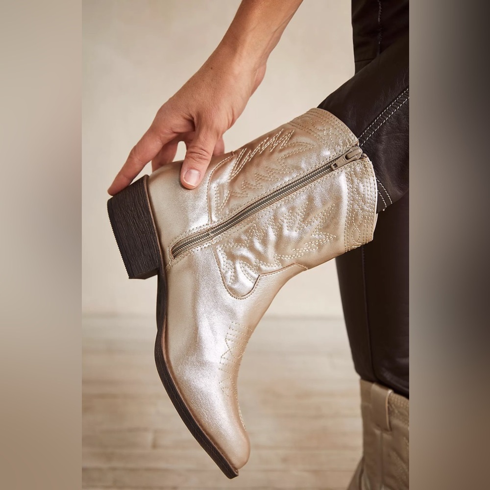 Matisse Vegan Ranch Boots in Platino Metallic sold by Free People